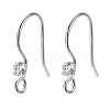 Anti-Tarnish Rhomdium Plated 925 Sterling Silver Micro Pave Single Cubic Zirconia Ear Wire STER-NH0001-66P-1