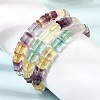 Natural Rainbow Fluorite Bamboo Stick Beaded Stretch Bracelets for Women GG-CBA3F02-03-3