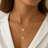 4Pcs 2 Colors Alloy Crystal Rhinestone Double Layered Necklaces NJEW-HY0001-25A-4