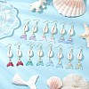 7 Pairs Natural Cowrie Shell Glass Dangle Earrings EJEW-JE06385-1