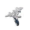 Brass Micro Pave Cubic Zirconia Cuff Rings for Women FS-WGE5C54-01-5