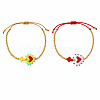 2Pcs 2 Colors Dyed Synthetic Turquoise Cross and Glass Heart Braided Bead Bracelets for Women PE0777-14-1