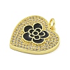 Rack Plating Heart with Flower Brass Micro Pave Clear Cubic Zirconia KK-Z053-23G-3