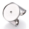 Non-Tarnish 304 Stainless Steel Open Cuff Finger Ring Cabochon Settings STAS-T060-03P-1