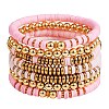 Synthetic Hematite & Polymer Clay Heishi Beads Stretch Bracelets Set BJEW-PH01487-01-1