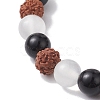 Natural Rudraksha & Selenite & Eyeless Obsidian Beaded Stretch Bracelets BJEW-JB10115-01-3
