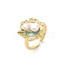 Brass Enamel Cuff Rings RJEW-K291-04G-03-4