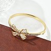 Brass Micro Pave Clear Cubic Zirconia Hinged Bangles for Women BJEW-K274-04G-3