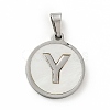 304 Stainless Steel with White Shell Pendants STAS-G268-01Y-P-2