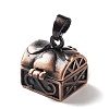 Carved Cuboid Rack Plating Brass Prayer Box Pendants KK-L101-16R-NF-2