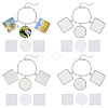 4Pcs Alloy Sublimation Blank Square & Flat Round Charms Bracelets BJEW-PH01797-1