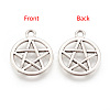 Tibetan Style Alloy Flat Round with Star Charms TIBEP-5248-AS-FF-2