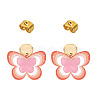 Brass Printing Acrylic Butterfly Dangle Stud Earrings EJEW-TA00671-1