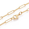 Brass Textured Paperclip Chain Necklace Making MAK-S072-03A-G-2