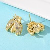Brass Micro Pave Clear Cubic Zirconia Stud Earrings EJEW-F400-03A-G-4