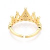 Brass Micro Pave Cubic Zirconia Cuff Rings for Women KK-T071-70G-3