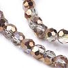 Faceted(32 Facets) Round Half Plated Electroplate Glass Beads Strands X-EGLA-J042-4mm-H03-3