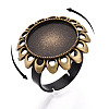 Adjustable Flower Alloy & Iron Bezel Cup Ring Base with Rotatable Tray MAK-T012-08AB-4