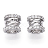Rhodium Plated 925 Sterling Silver Micro Pave Cubic Zirconia Beads STER-T004-91P-2