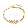 Brass Micro Pave Clear Cubic Zirconia Link Bracelets BJEW-U020-10G-4