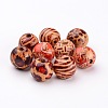 Round Printed Natural Wood Beads X-WOOD-R243-16mm-M2-2