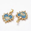 Brass Clear Cubic Zirconia Pendants ZIRC-J025-67G-4