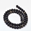 Frosted Natural Golden Sheen Obsidian Round Bead Strands G-F266-04-6mm-2