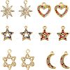 12Pcs 6 Style Alloy Rhinestone Pendants FIND-FH0002-72-1
