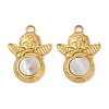 304 Stainless Steel Natural White Shell Pendants STAS-L288-01G-02-1