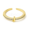 Clear Cubic Zirconia Initial Letter Open Cuff Ring RJEW-H120-09G-J-2