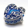 Enamel Heart Rack Plating Platinum Brass Prayer Box Pendants KK-L101-01C-1