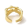 Brass Cubic Zirconia Bamboo Open Cuff Ring X-RJEW-Z019-01G-3