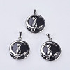 Natural Dyed & Heated Black Agate Kitten Pendants X-G-K234-D10-1