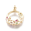 Brass Micro Pave Cubic Zirconia Pendants X-ZIRC-L078-048G-NR-2