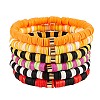 Handmade Polymer Clay Heishi Beads Stretch Bracelets Sets BJEW-JB05902-10-1