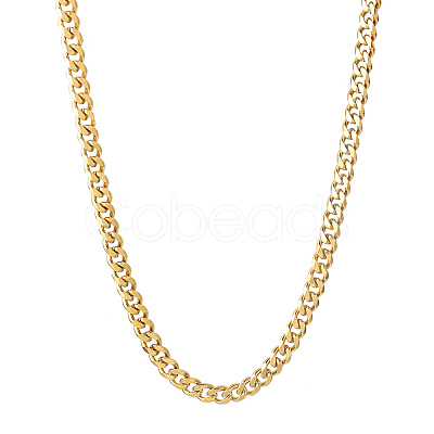 PVD Vacuum Plating 201 Stainless Steel Curb Chain Necklaces NJEW-Q336-11B-G-1
