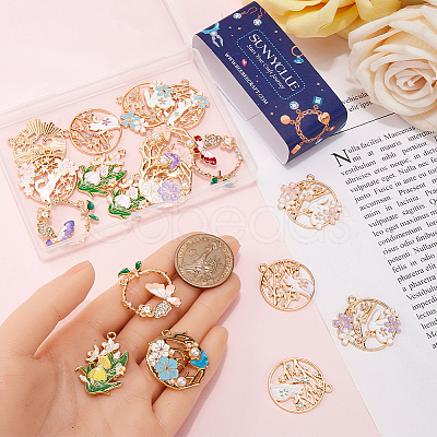 36Pcs 18 Styles Rack Plating Alloy Enamel Pendants FIND-SC0012-30-1
