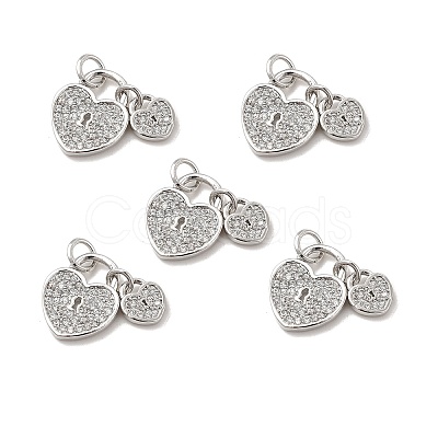 Brass Micro Pave Clear Cubic Zirconia Charms KK-E068-VB175-1