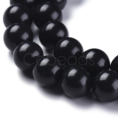 Synthetic Black Stone(Glass) Beads Strands X-G-I288-A02-8mm-1-1