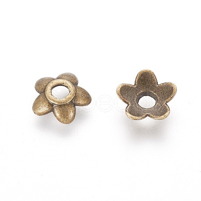 Tibetan Style Alloy Bead Caps X-TIBEB-P002-08AB-RS-1