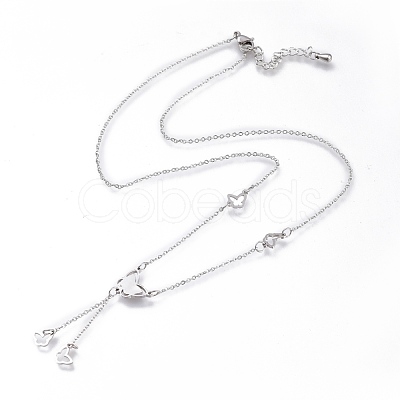 304 Stainless Steel Butterfly Lariat Necklaces NJEW-I240-17-1