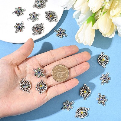4Pcs 2 Styles Alloy Colorful Rhinestone Links Connectors ALRI-YW0001-30-1