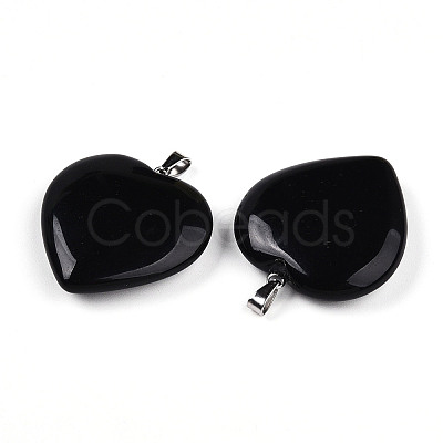 Natural Obsidian Pendants G-S364-006F-1