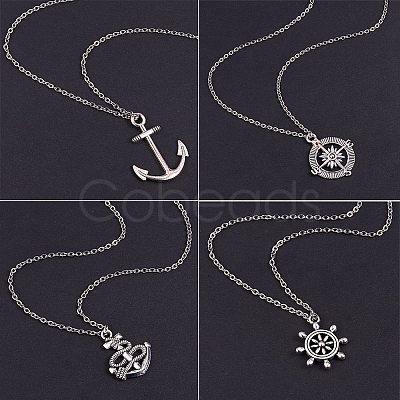 Tibetan Silver Anchor & Helm Pendants TIBEP-PH0004-15AS-1
