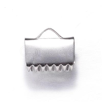 Tarnish Resistant 304 Stainless Steel Ribbon Crimp Ends STAS-P090-04-1