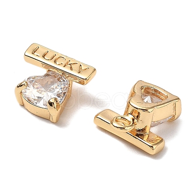 Brass Micro Pave Clear Cubic Zirconia Charm KK-A259-35G-1