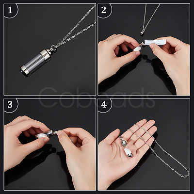 2Pcs 2 Styles Clear Acrylic Column Perfume Bottle Necklaces NJEW-PH0001-38-1