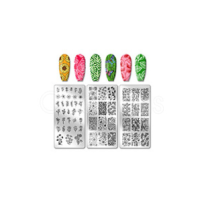Stainless Steel DIY Nail Art Templates MRMJ-WH0092-023-1