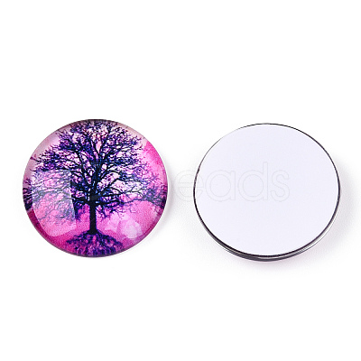 Half Round/Dome Tree Pattern Glass Flatback Cabochons for DIY Projects LS-GGLA-Q037-25mm-M28-07-1
