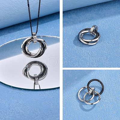 201 Stainless Steel Interlocking Ring Pendants STAS-SZ0002-61C-1